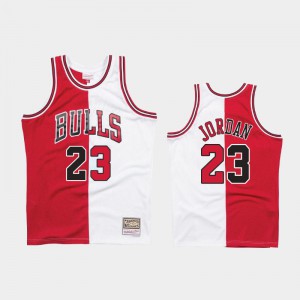 Men's Michael Jordan #23 Bulls 1997-98 Two-Tone White Red Split Chicago Bulls Jerseys 862067-203