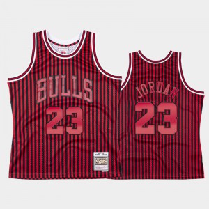 Men Michael Jordan #23 Striped Chicago Bulls 1997-98 Red Jersey 695373-628