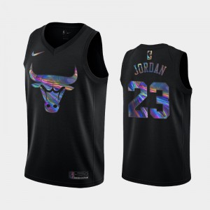 Men's Michael Jordan #23 Iridescent Holographic Limited Edition Black Iridescent Logo Chicago Bulls Jerseys 308179-163